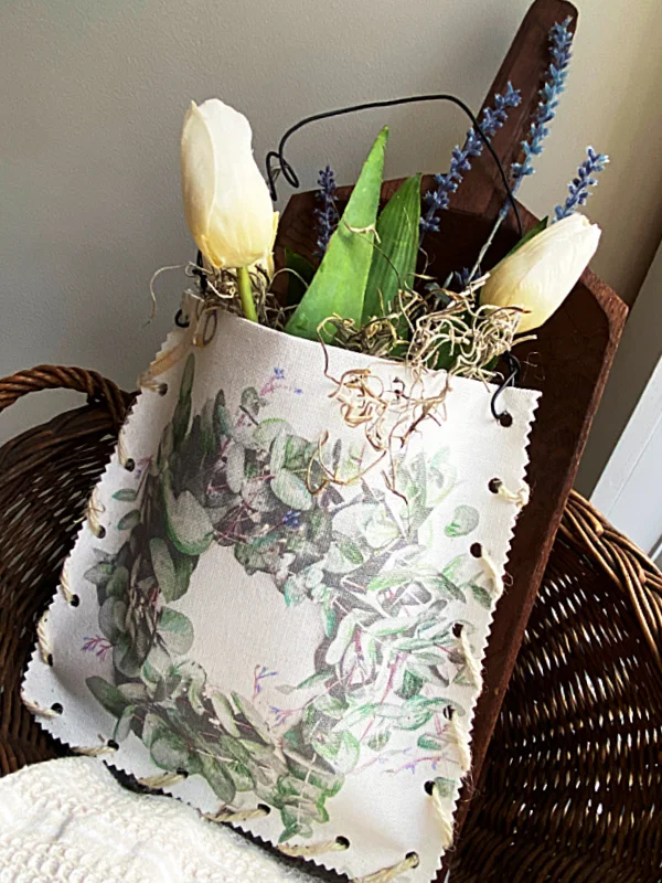 flower pouch in basket