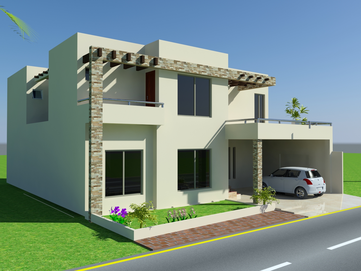 10 Marla House Design Mian Wali Pakistan 3D Front 