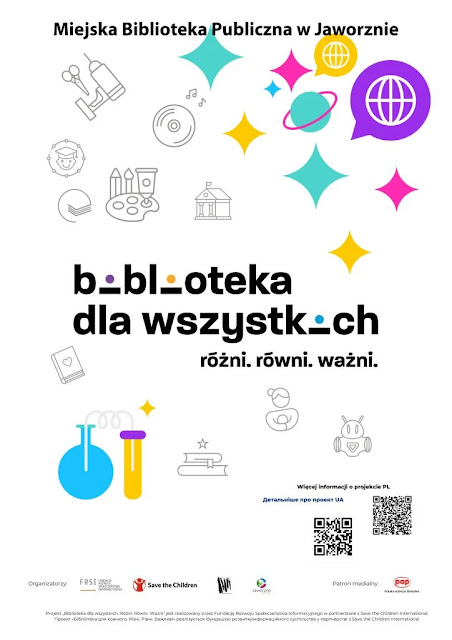 Plakat Biblioteka dla wszystkich. Różni. Równi. Ważni