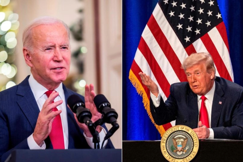 O atual presidente americano, Joe Biden, e o ex-presidente Donald Trump são os principais cotados para disputarem as eleições nos EUA no próximo ano| Foto: EFE/Jim Lo Scalzo/Giorgio Viera/ Arquivo