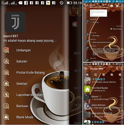  Selain ada BBM Mod Starbuck Coffe dengan versi lawas BBM Mod CLONE Tema Coffe v.01 Base 3.2.5.12