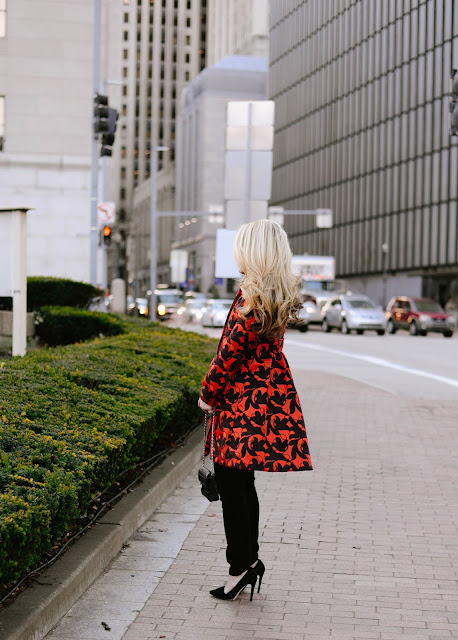 all black outfit with statement coat