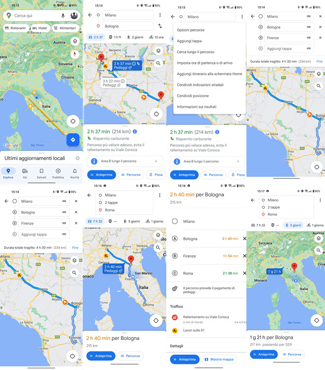 distanza percorso a tappe da mobile