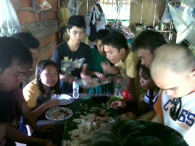 Backpackers enjoy the foods. Time to recharge our energies.