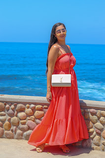 La Jolla beach, shop pink blush orange maxi dress
