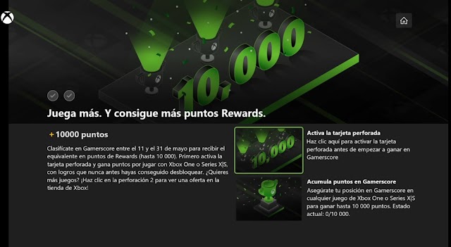 Tarjeta 10.000 Puntos de Gamerscore por puntos Rewards 