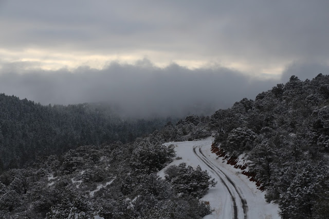 strawberry arizona, snowy road, arizona snow