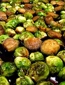 Brussels Sprouts Roasting on Baking Sheet