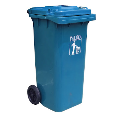 Thùng rác nhựa HDPE màu xanh dương có bánh xe 120 lít