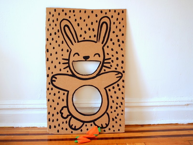 Cardboard bunny bean bag toss DIY tutorial