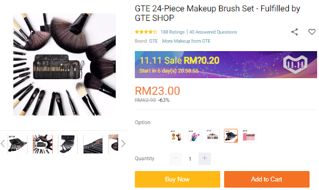 Lazada 11.11 Blogger Contest: The Biggest One Day Sale, 11.11 Shopping Festival, Lazada Sale, Lazada Malaysia, Makeup Brush Set,