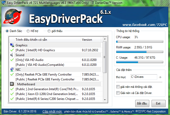 Phần mềm cài Driver Easy Driver Pack 6.1 Win XP , Win 7 ...