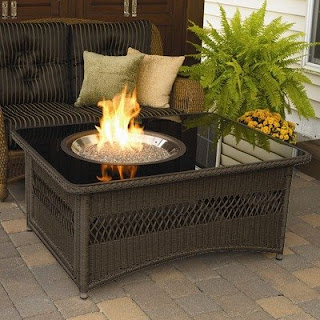 Outdoor GreatRoom Company Resin Wicker Fire Pit Table