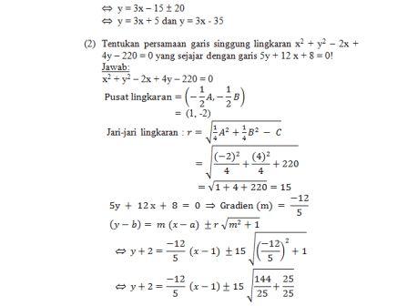 Bank Soal Matematika Kelas XI IPA Persamaan Garis 