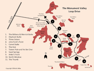 Mapa del Monument Valley Navajo Tribal Park.