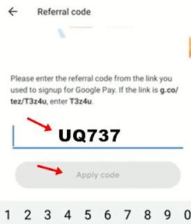 Google pay refferal code enter