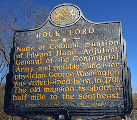 Rock Ford. Name of Colonial mansion of Edward Hand, Adjutant General of the Continental Army, and notable Lancaster physician. George Washington was entertained here in 1791. The old mansion is about a half mile to the southeast.