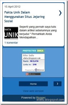 Tampilan Alexa Widget Pada Blog Seluler