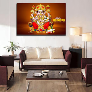 Ganesha Paintings Modern Art on Canvas