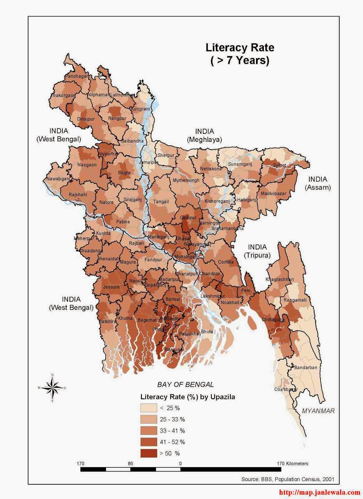 Literate Rate Map of Bangladesh