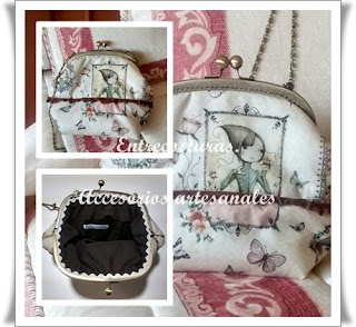 Bolso con boquilla vintage Mirabelle. Entrecosturas. Accesorios artesanales: