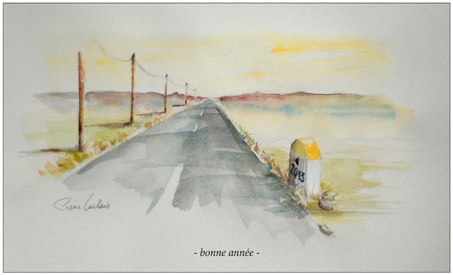 aquarelle la route