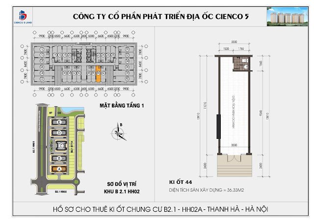 Mặt bằng kiot 44 chung cư b2.1 hh02a thanh hà mường thanh cienco 5 land