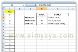 Cara Menghitung Nilai Minimum,Maksimum Dan Rata-Rata Di Excel