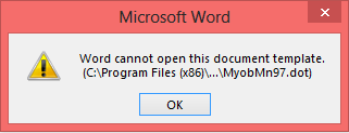 Word cannot open this document template