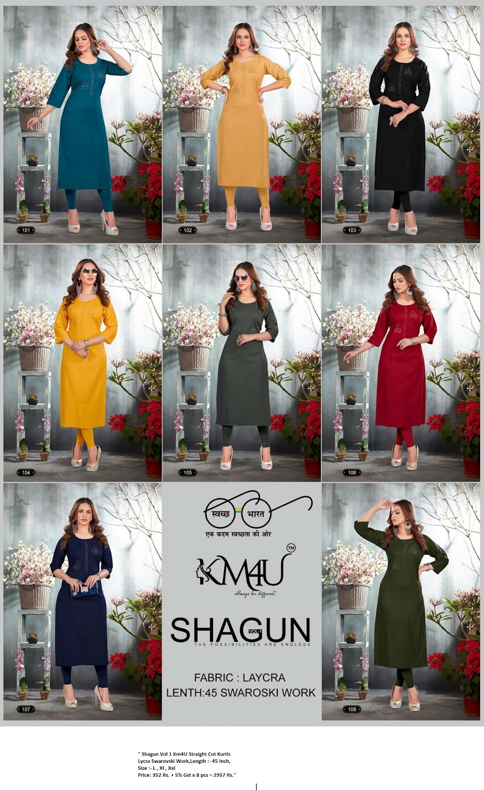 Shagun Vol 1 Km4U Straight Cut Kurtis Manufacturer Wholesaler