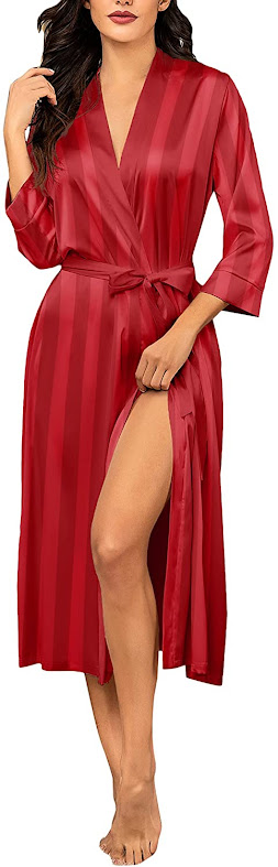 Beautiful Women's Red Satin Robes