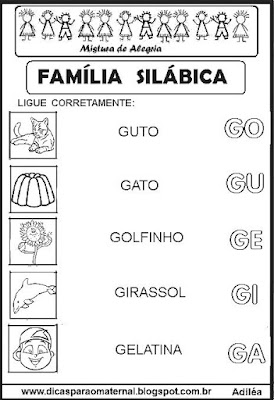 Famílias silábicas alfabetização letra G