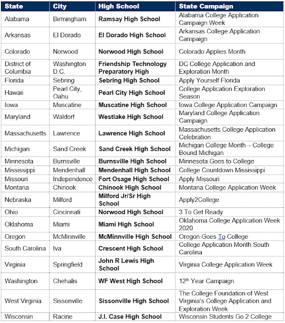 2020 ACAC School of Excellence Award Winners from 22 states and D.C.