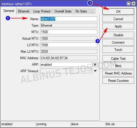 Memberi nama port ethernet MikroTik