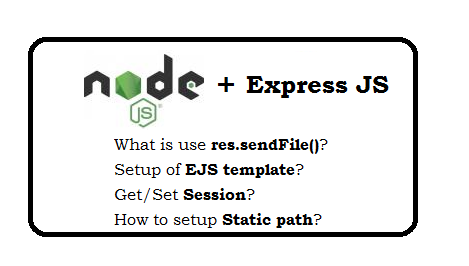 setup of EJS template in Express? Get/Set session in Express? How to setup static path in Express