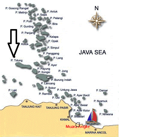 Peta Lokasi Pulau Tidug di Kepulauan Seribu