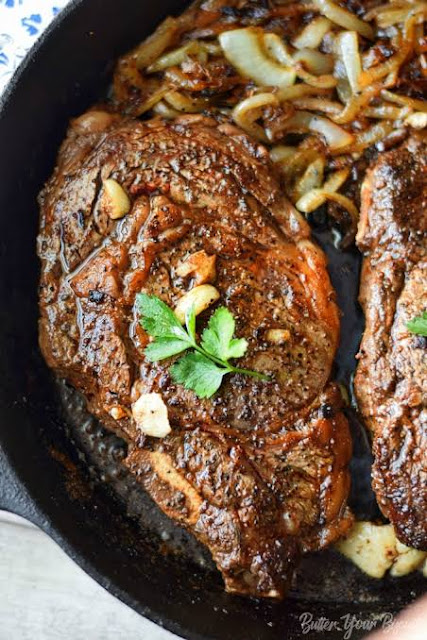 ★★★★★ | Pan Seared Garlic Rib Eye Steak