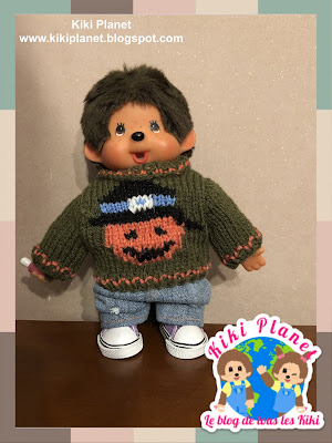 kiki monchhichi pull knitting tricot fait main handmade halloween doll poupée vêtement