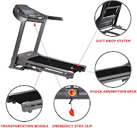 Shock absorption cushioning system on Sunny Health & Fitness T7643 Heavy Duty Walking Treadmill, image