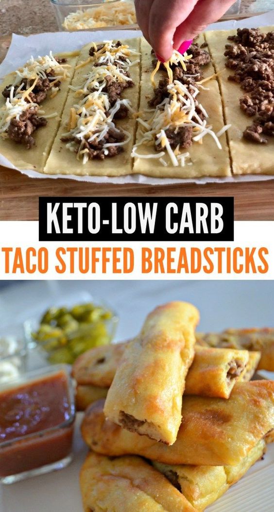 Cheesy breadsticks with seasoned taco meat make this an excellent keto appetizer idea or simple meal idea!