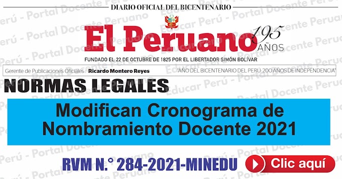 Modifican Cronograma de Nombramiento Docente 2021