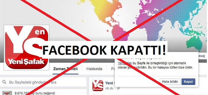 YENİ ŞAFAK'IN FACEBOOK HESABI TAKİPÇİ KURNAZLIĞI GEREKÇESİYLE KAPATILDI (İDDİASI)