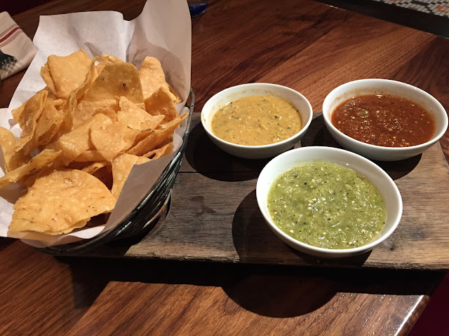 Fresh chips and salsa trio at Nada