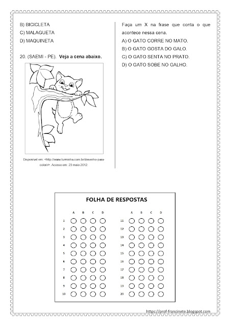 SIMULADO DE PORTUGUÊS – 2º E 3º ANO – DESCRITOR 02