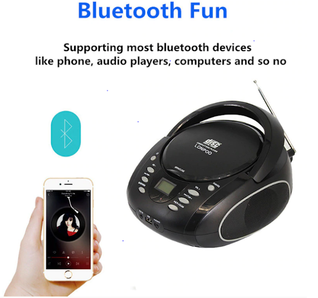 LONPOO Bluetooth CD Boombox Portable Speaker