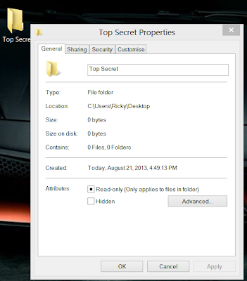 Hide files windows 8