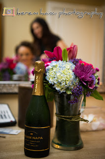 Champagne was handy while the bride and her bridemaids were getting ready for her big day.