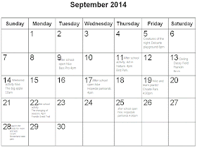 September 2014 hiking calendar