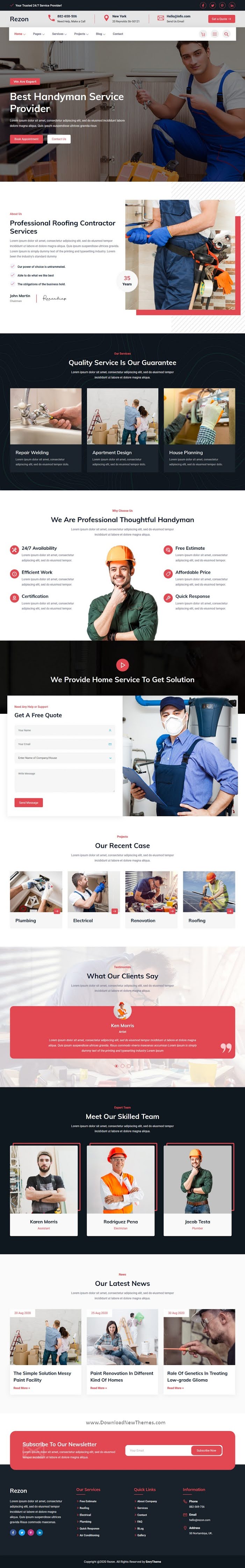 Renovation & Maintenance Services Website Theme