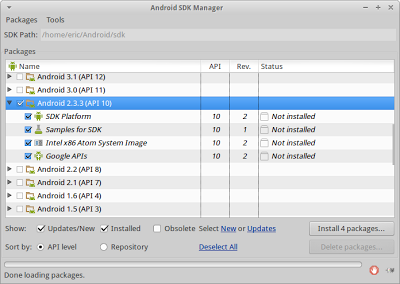 Install Android 2.3.3 (API 10) in Android SDK Manager